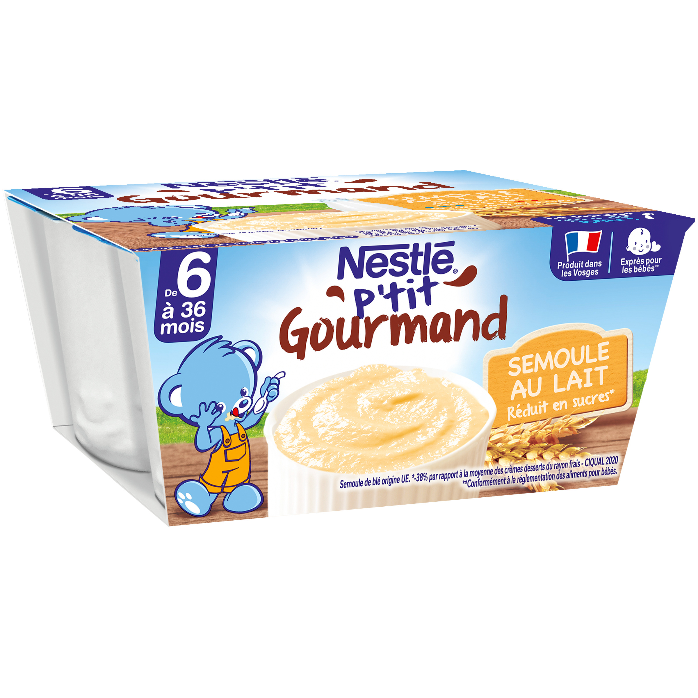 Nestlé P'tit gourmand semoule au Lait - 4 x 100g - Dès 6 mois