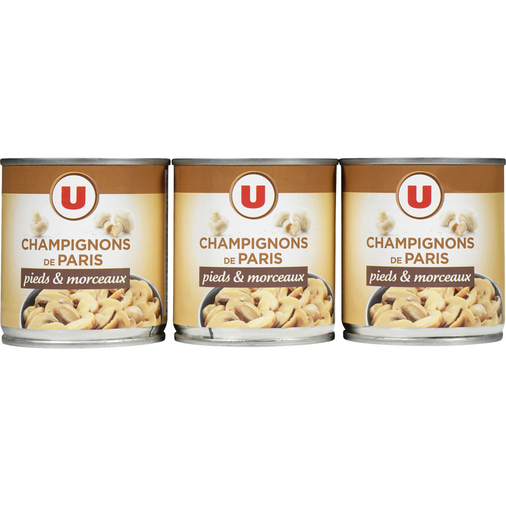 Champignons de Paris pieds & morceaux 3*115g