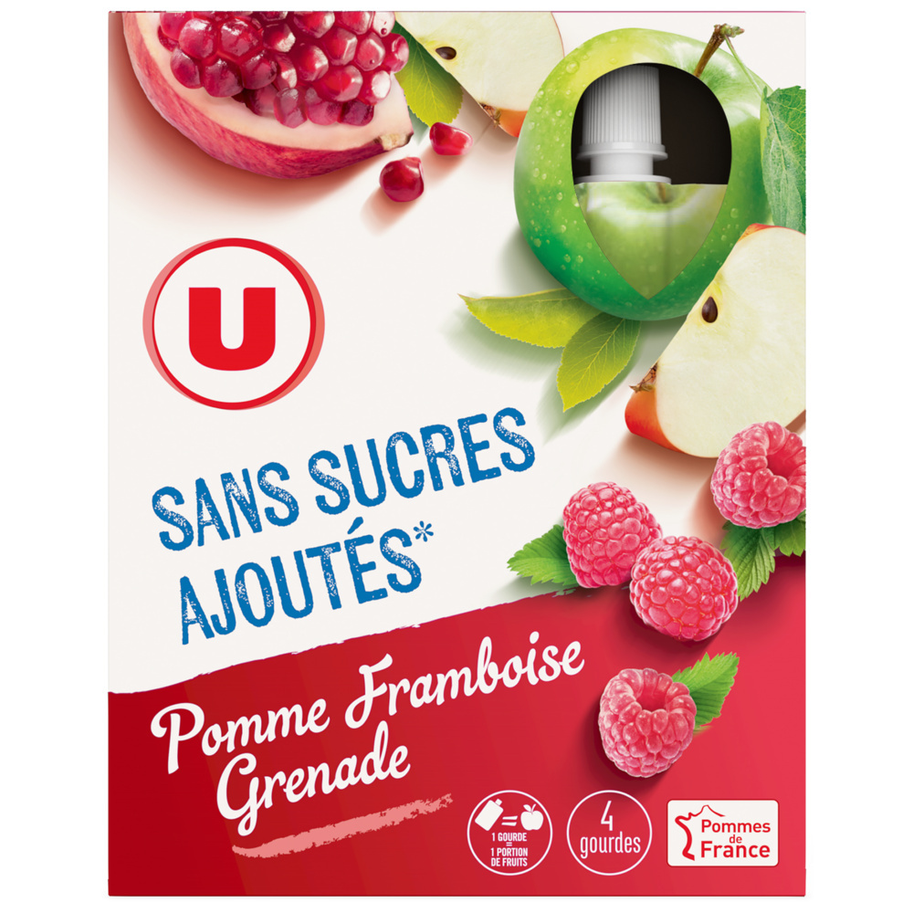 Gourdes pomme framboise grenade sans sucre ajouté U