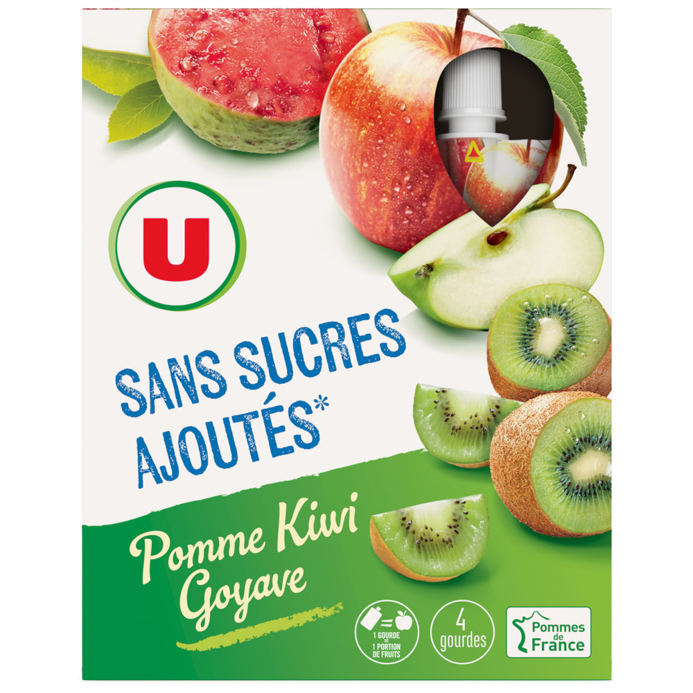 Gourdes pomme kiwi goyave sans sucre ajouté U