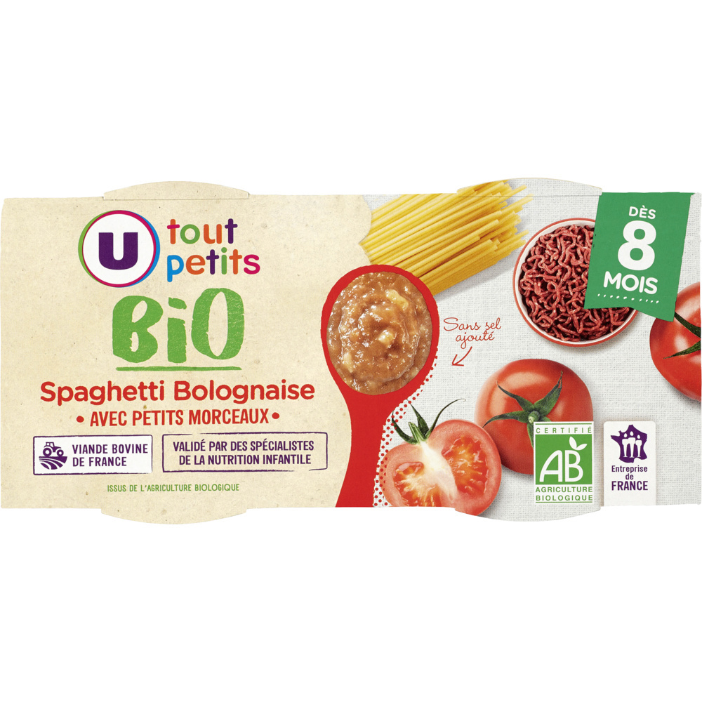 Plats bebe spaghetti bolognaise U Bio