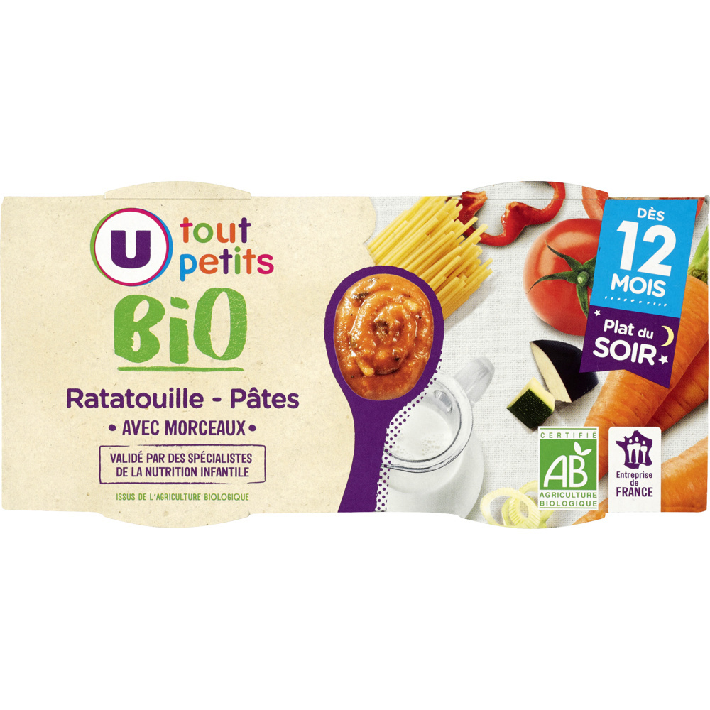 Plats bebe ratatouille et macaroni U Bio