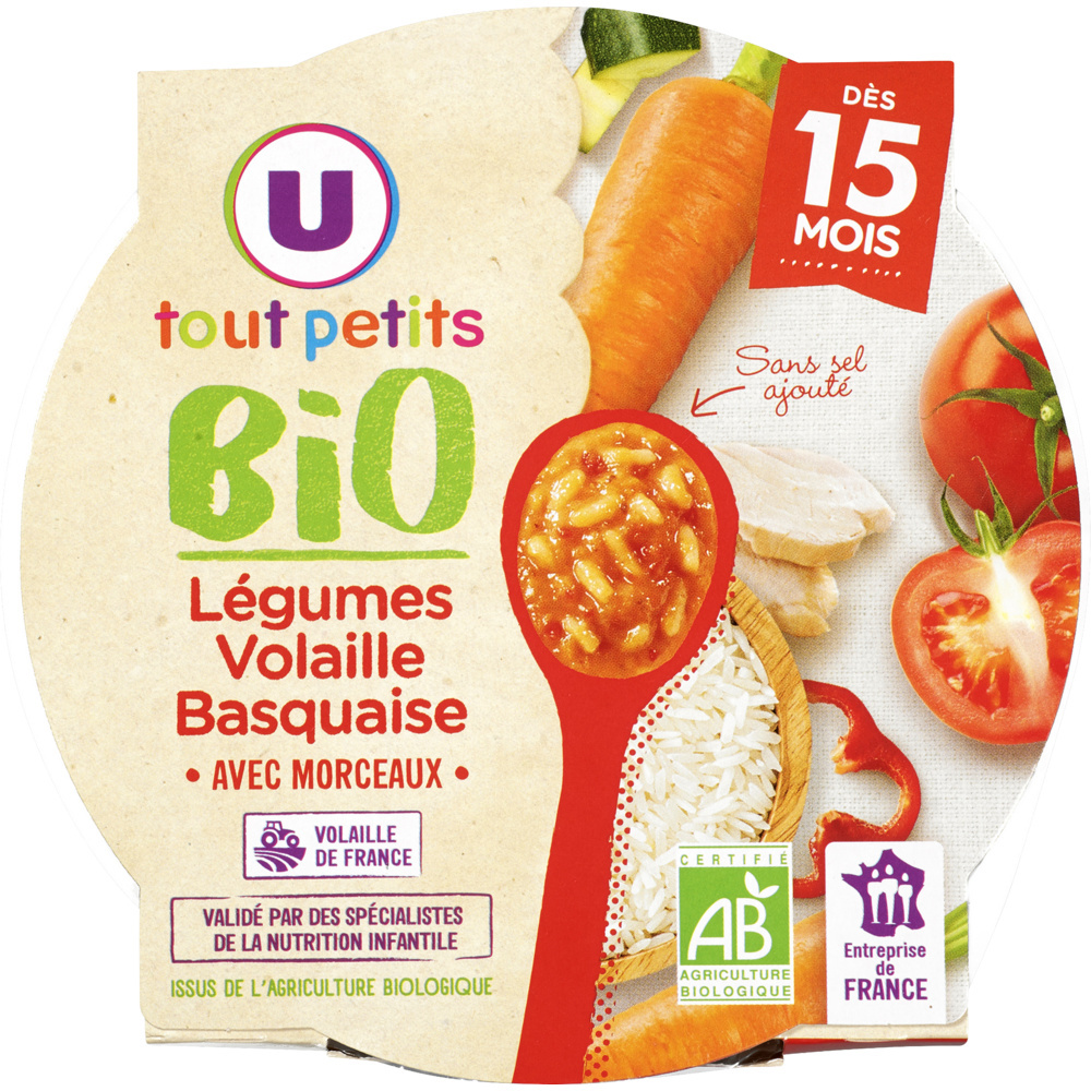 Assiette de légumes et volaille basquaise U Bio pour bebe