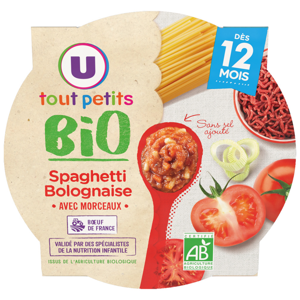 Assiette spaghetti bolognaise U bio pour bebe