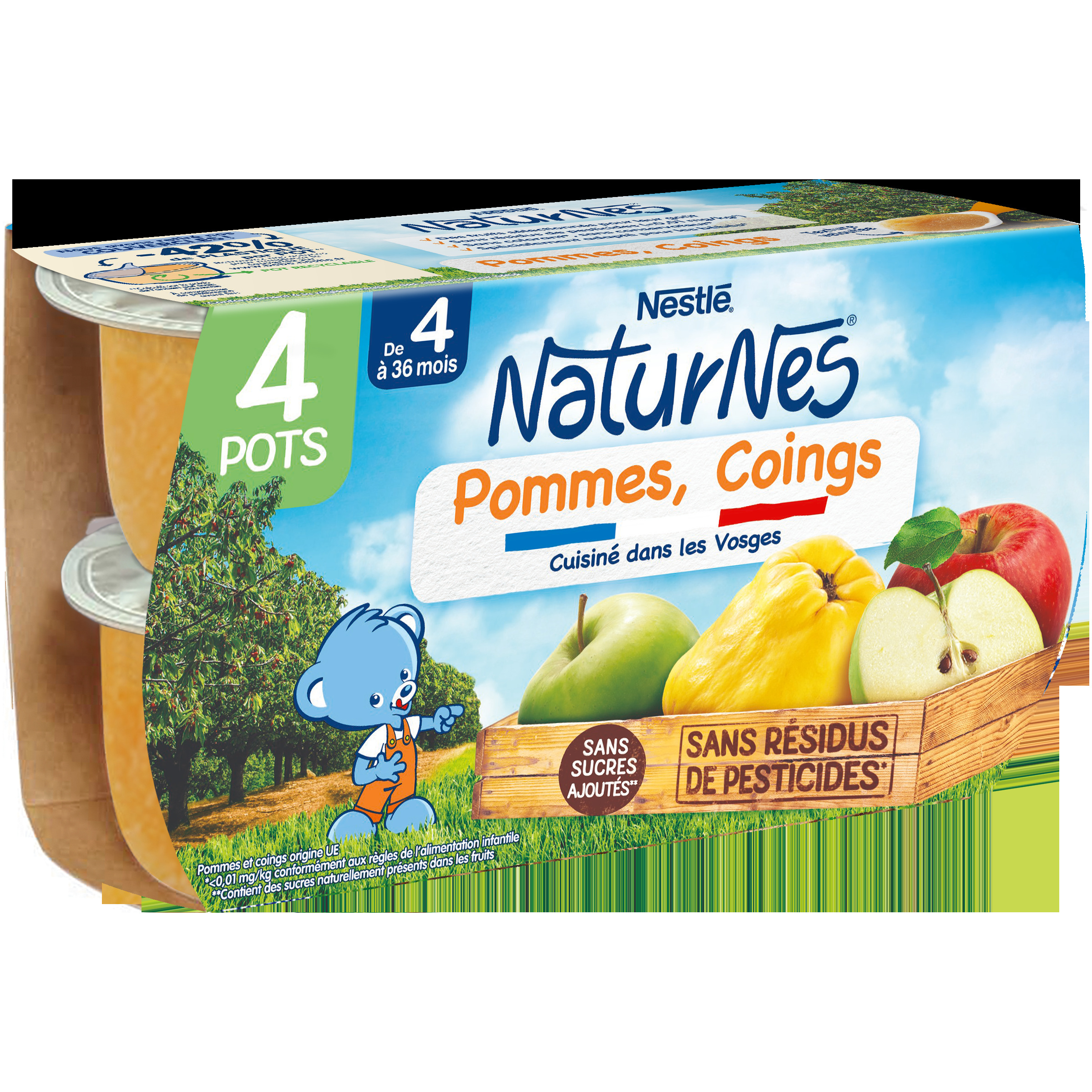 Nestle Naturnes Purée bébé Pommes Coings -Dès 4/6 mois
