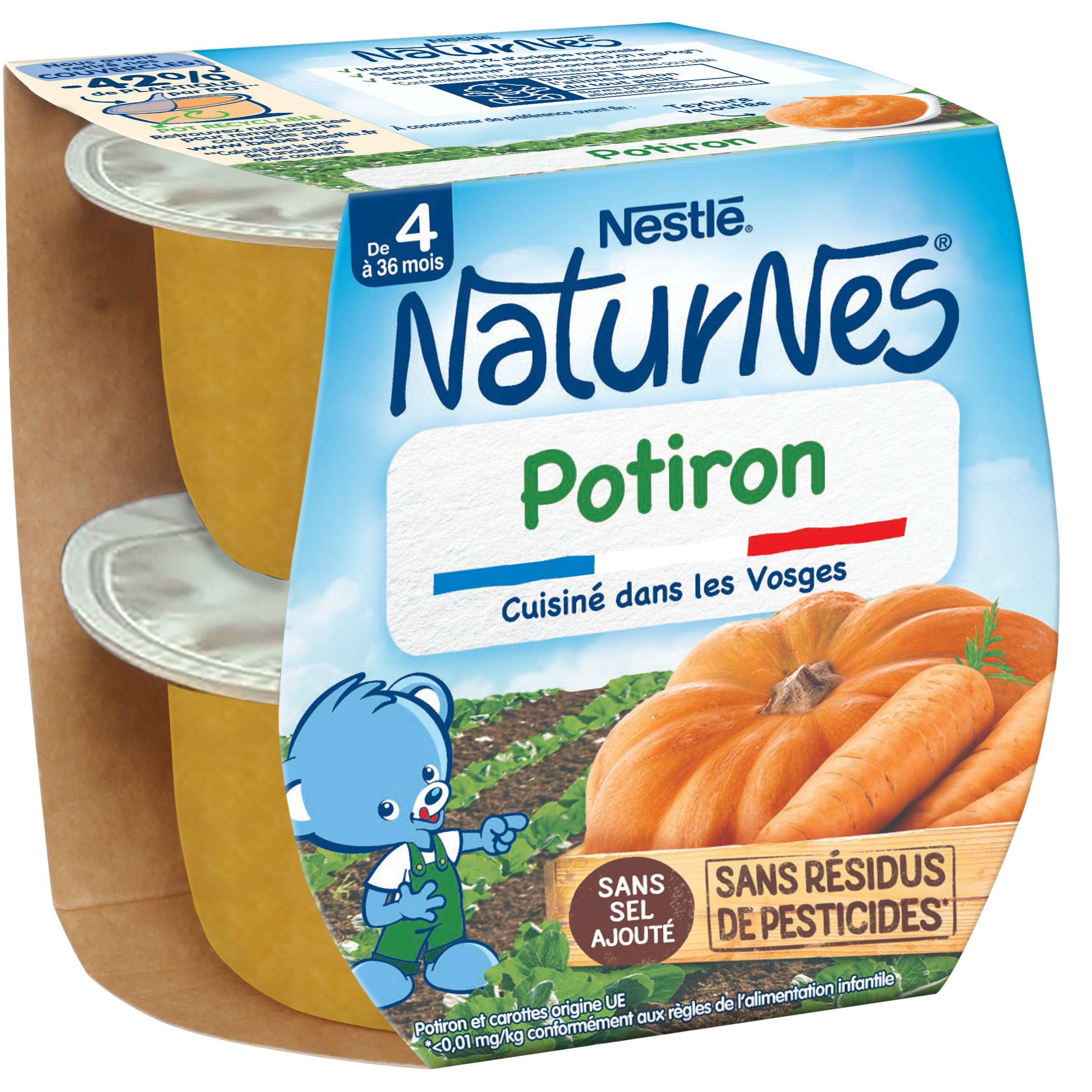 Nestle Naturnes Petits Pots Bébé Potiron -Dès 4/6 mois