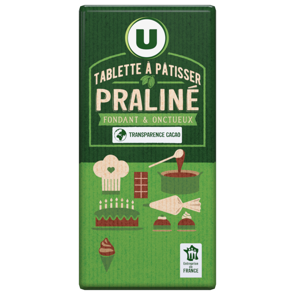 Tablette de chocolat praliné à pâtisser U