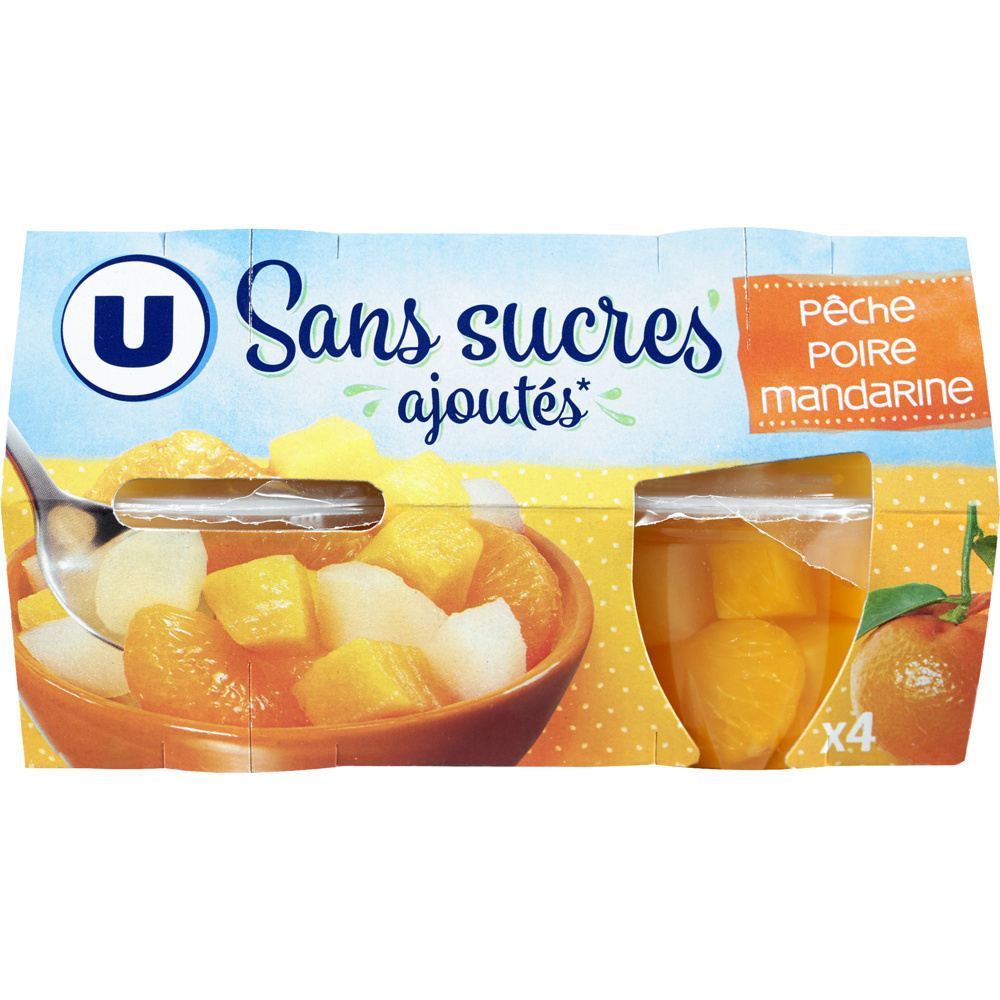 Coupelles pêche,poire et mandarine U