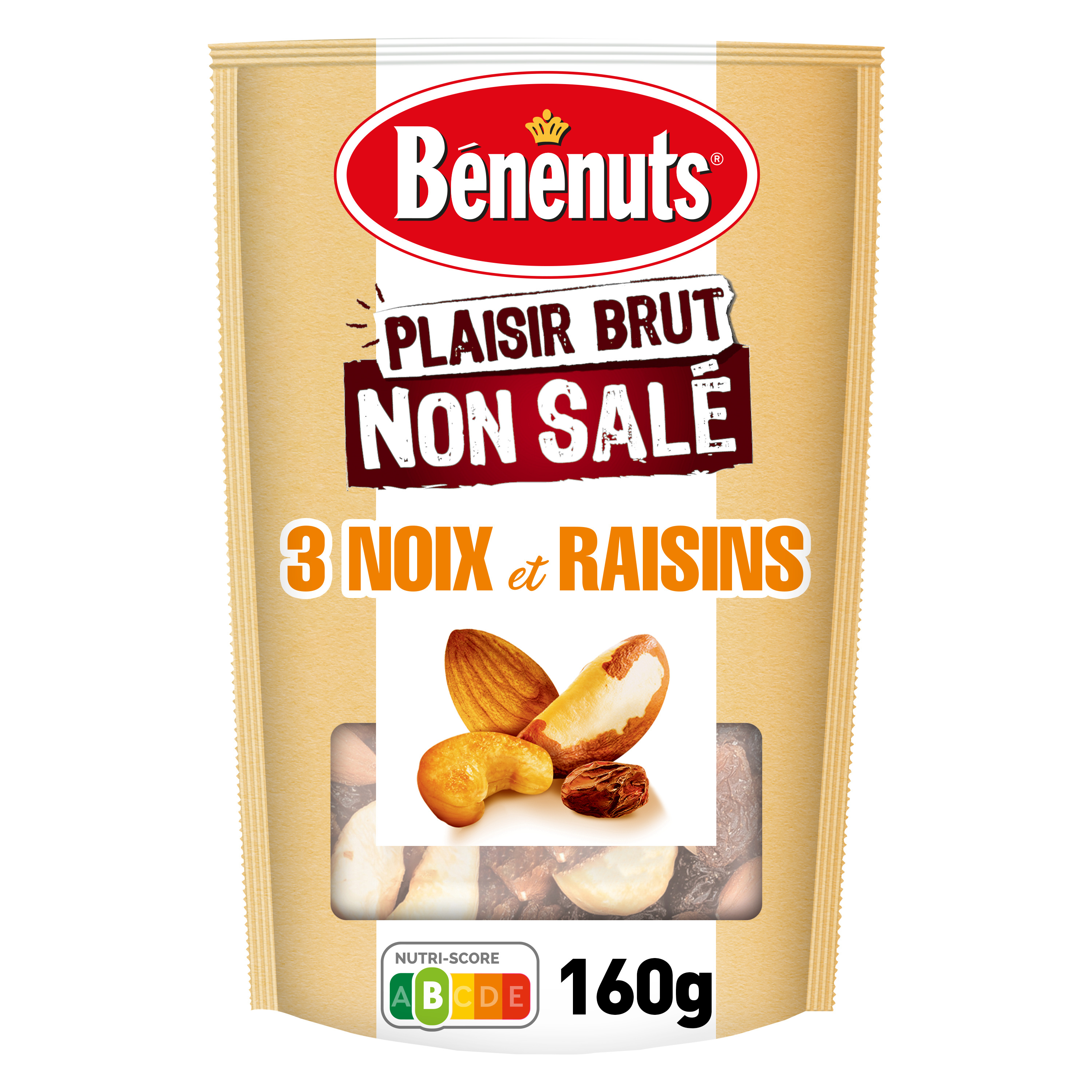 Plaisir brut non salé 3 noix et raisins Benenuts