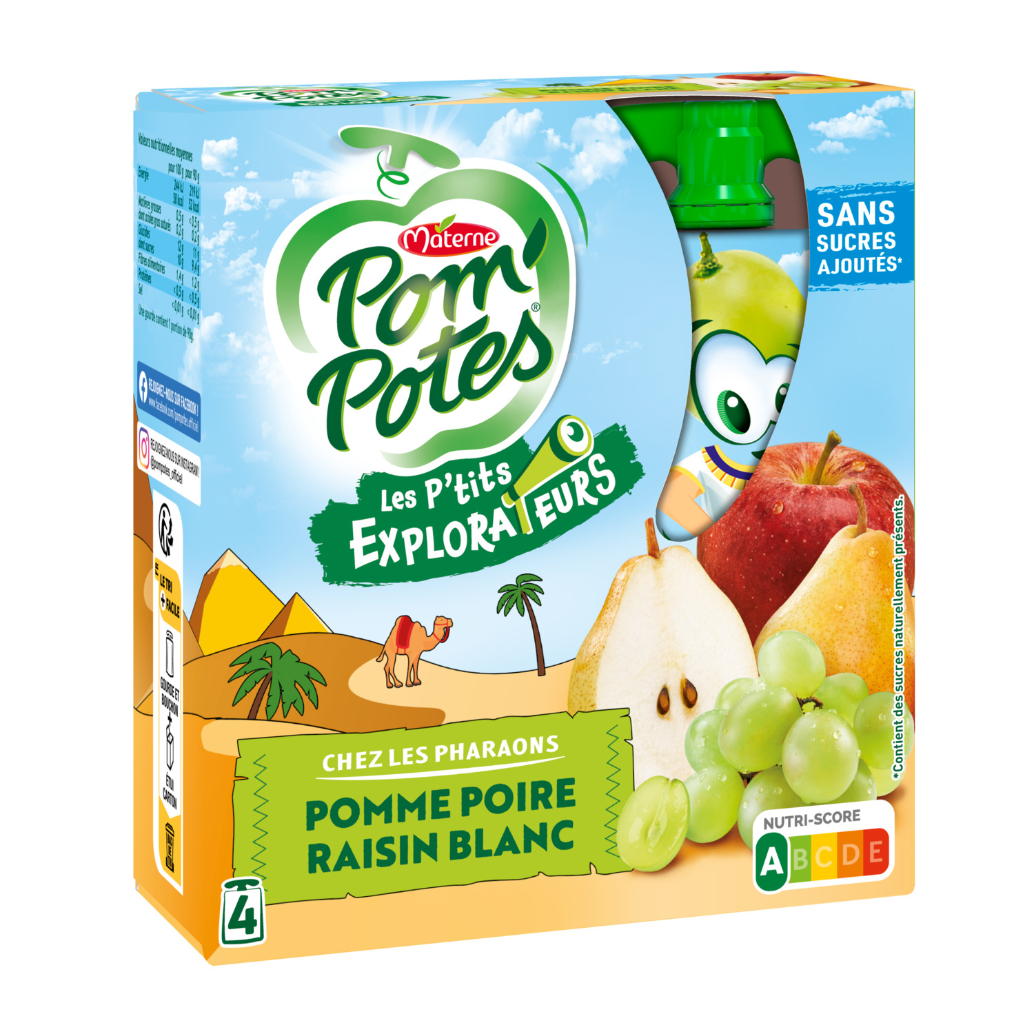 Pom'potes Compotes pomme, poire et raisin blanc 4x90g