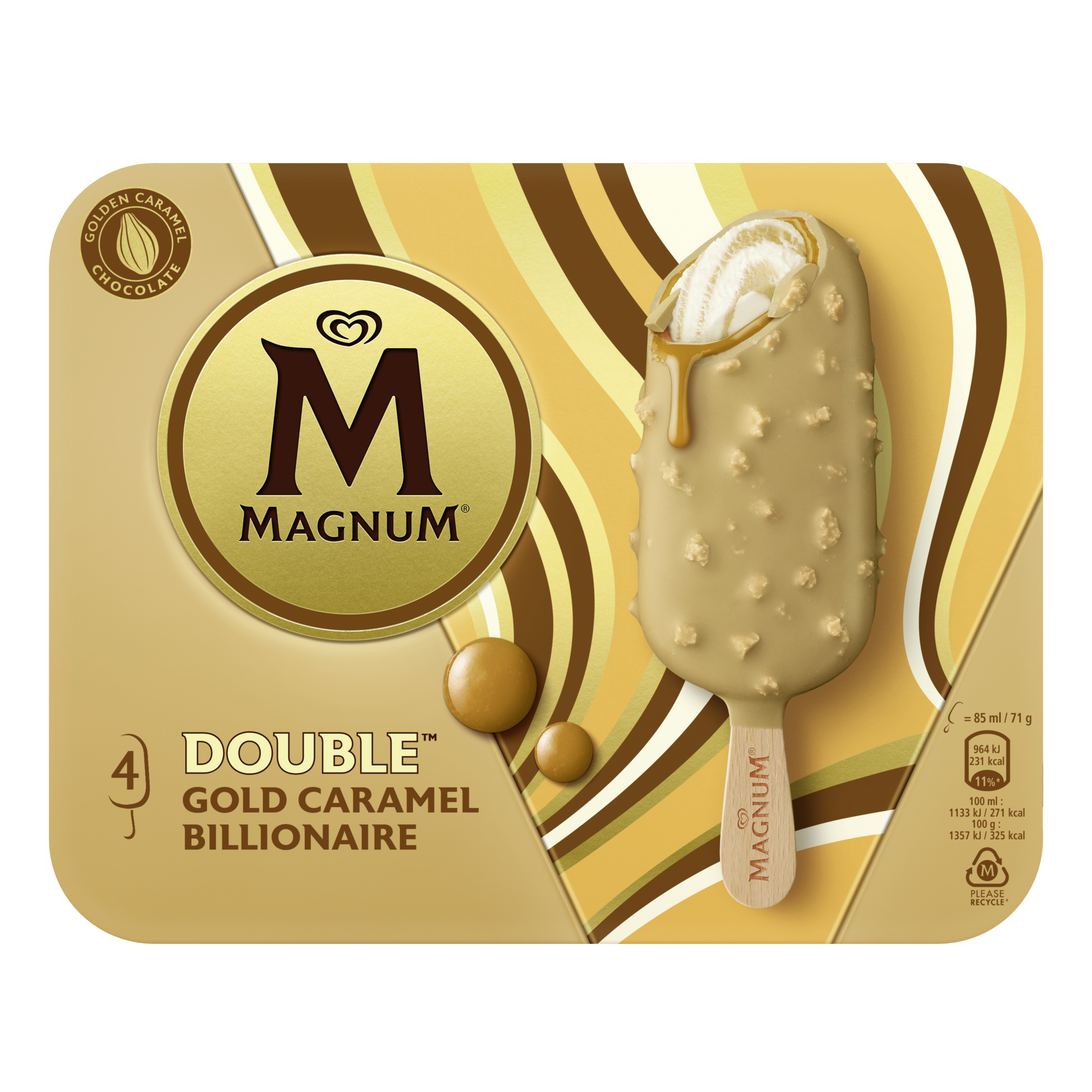 Magnum glace bâtonnets double gold caramel billionaire 