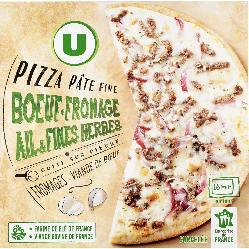 Pizza au boeuf fromage ail et fines herbes U