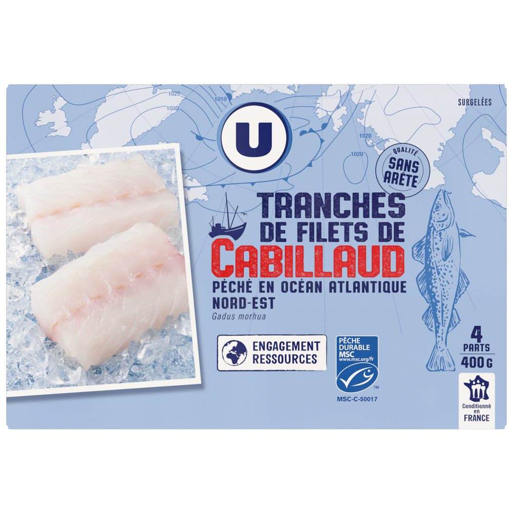 Tranches de filet de cabillaud nature U 