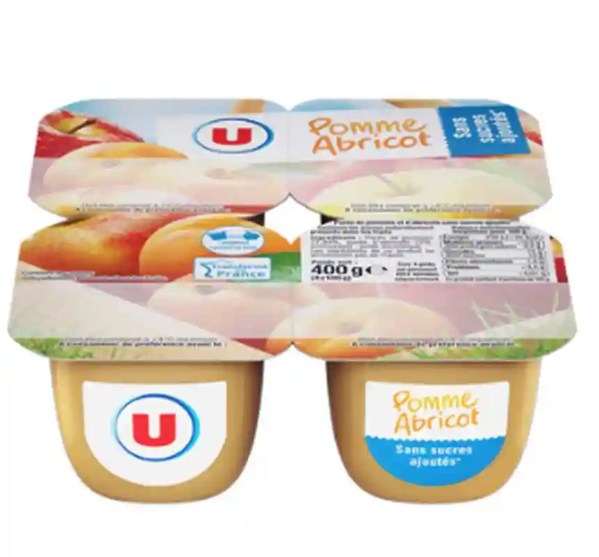 Compote pomme abricot sans sucres ajoutés U