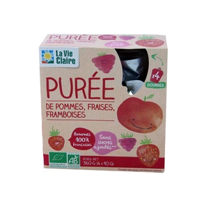 Puree pomme fraise framboise x4 90g