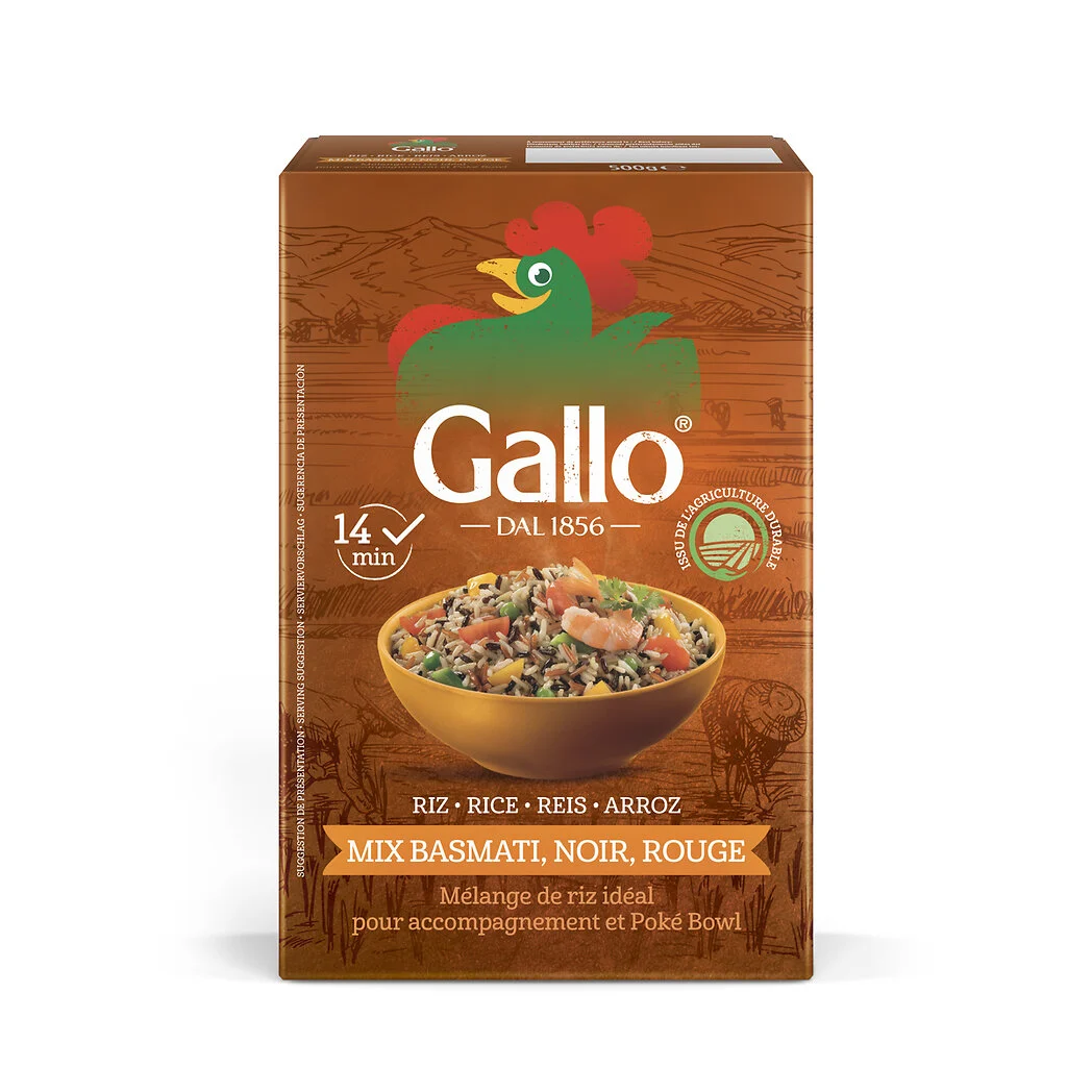 Riz mix basmati, noir, et rouge Gallo 
