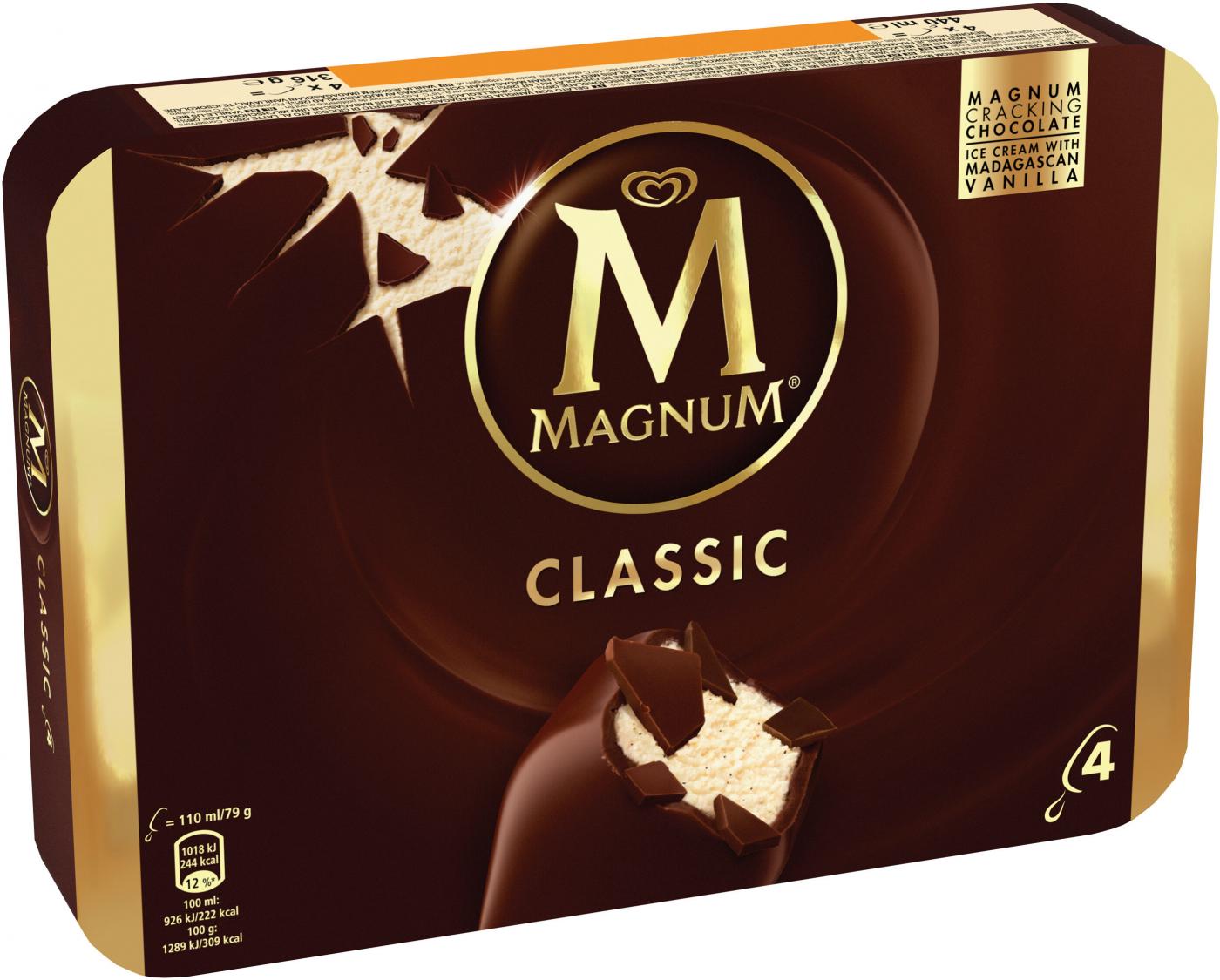 Magnum Glace Classic Vanille Chocolat x 4