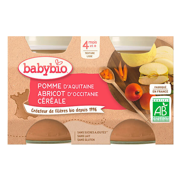 Babybio Pot Pomme Abricot Cereale - Des 4 Mois
