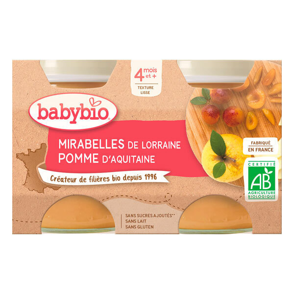 Babybio Pot Pomme Mirabelle - Des 4 Mois