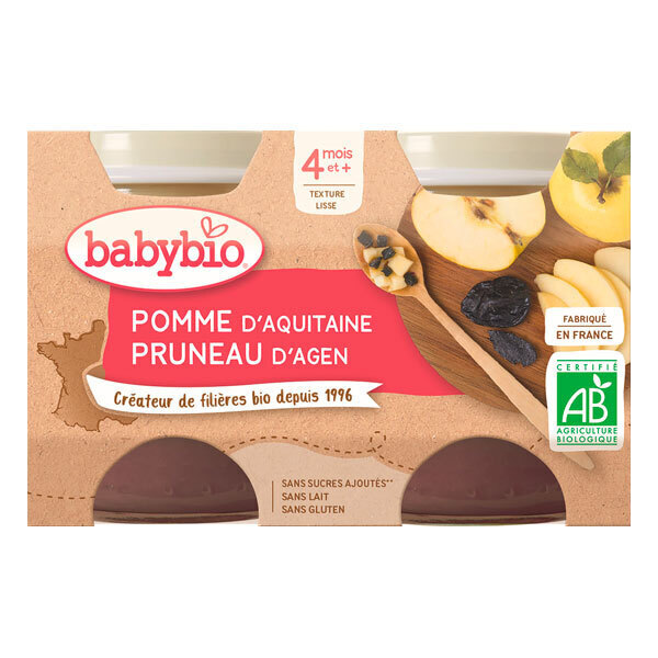 Babybio Pot Pomme Pruneau - Des 4 Mois