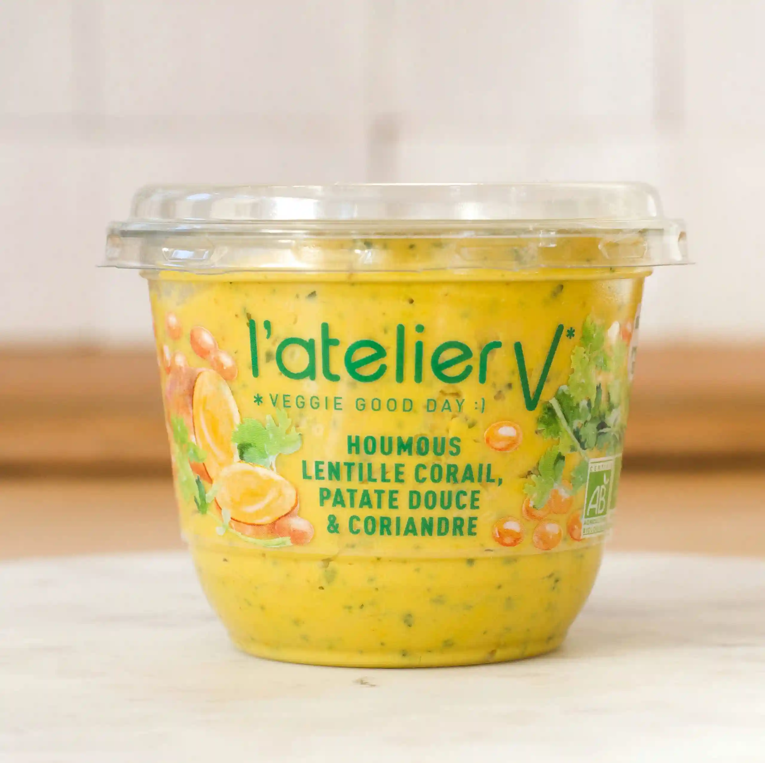 Houmous végétal aux lentilles corail/coriandre 150g - L'atelier V