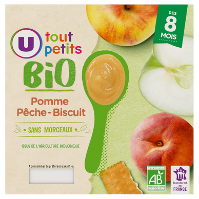 Pots dessert pomme pêche biscuit U_TOUT_PETITS Bio