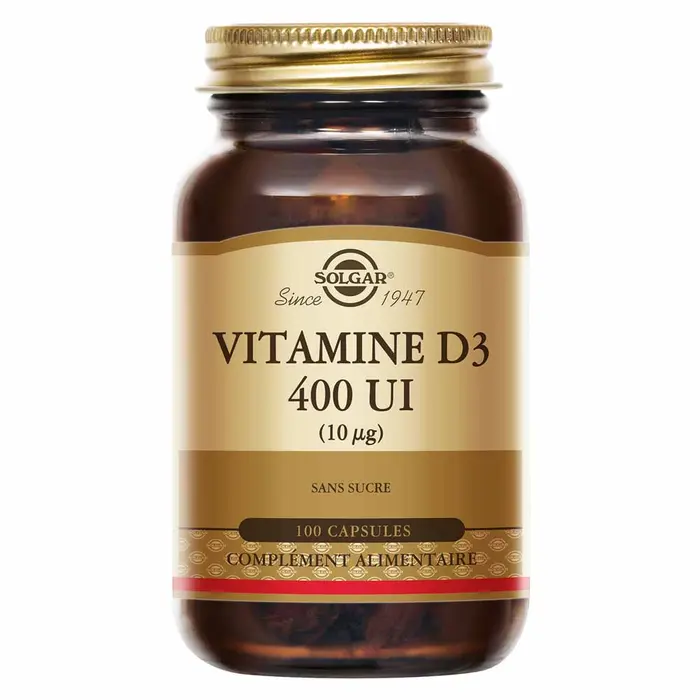 Vitamine D3 400UI 100 unités - système immunitaire/santé des dents et des os - Solgar