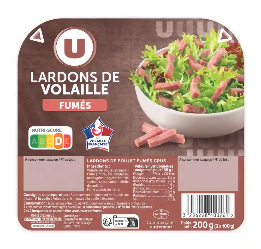 Lardons de volaille fumés U