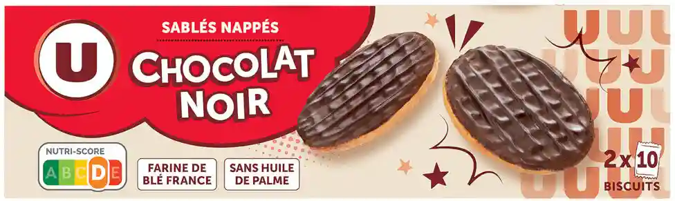 Sablés nappés chocolat noir U 