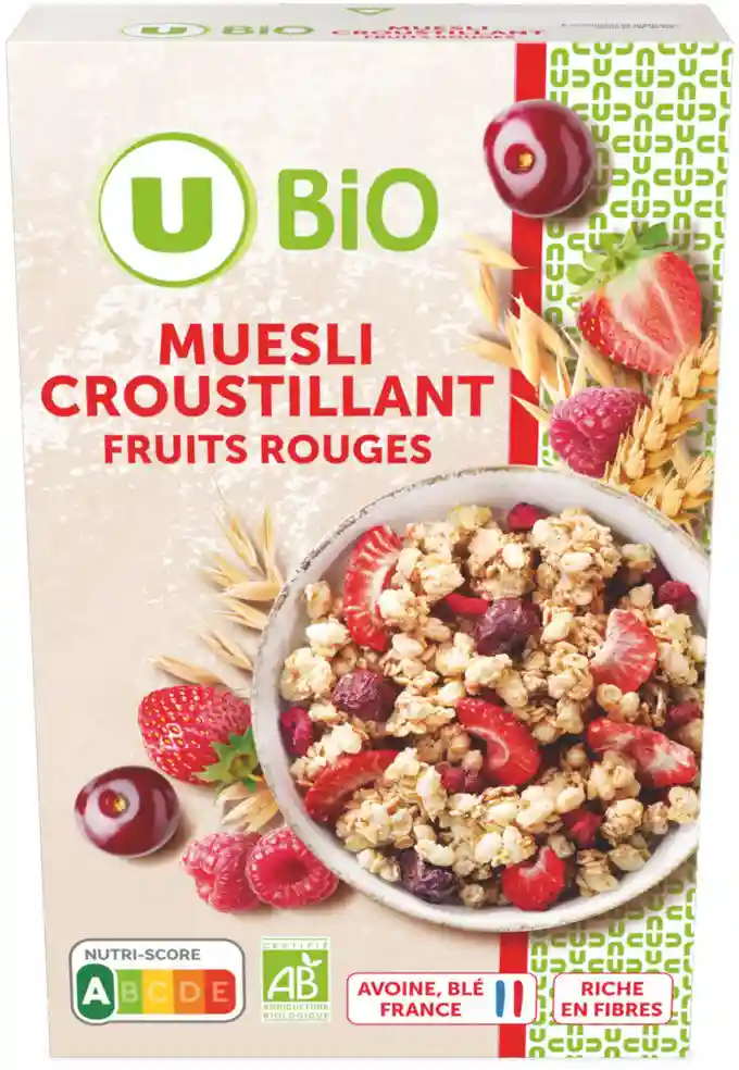 Muesli croustillant fruits rouges bio U