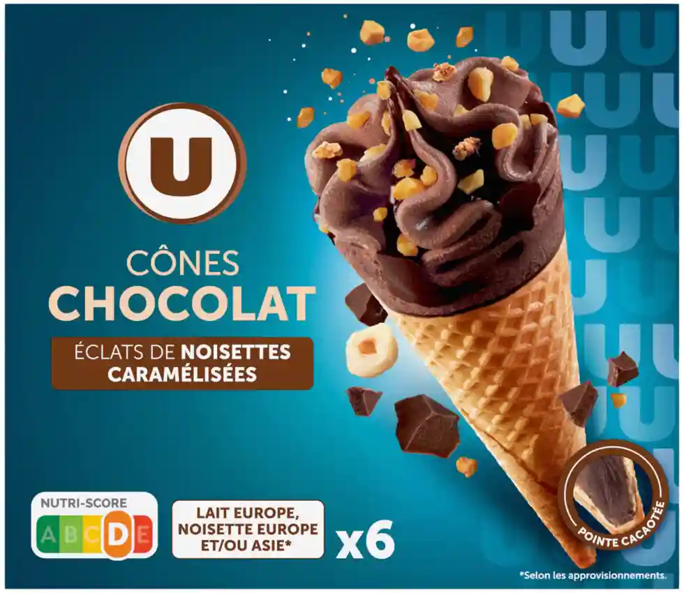 Cônes glacés chocolat U