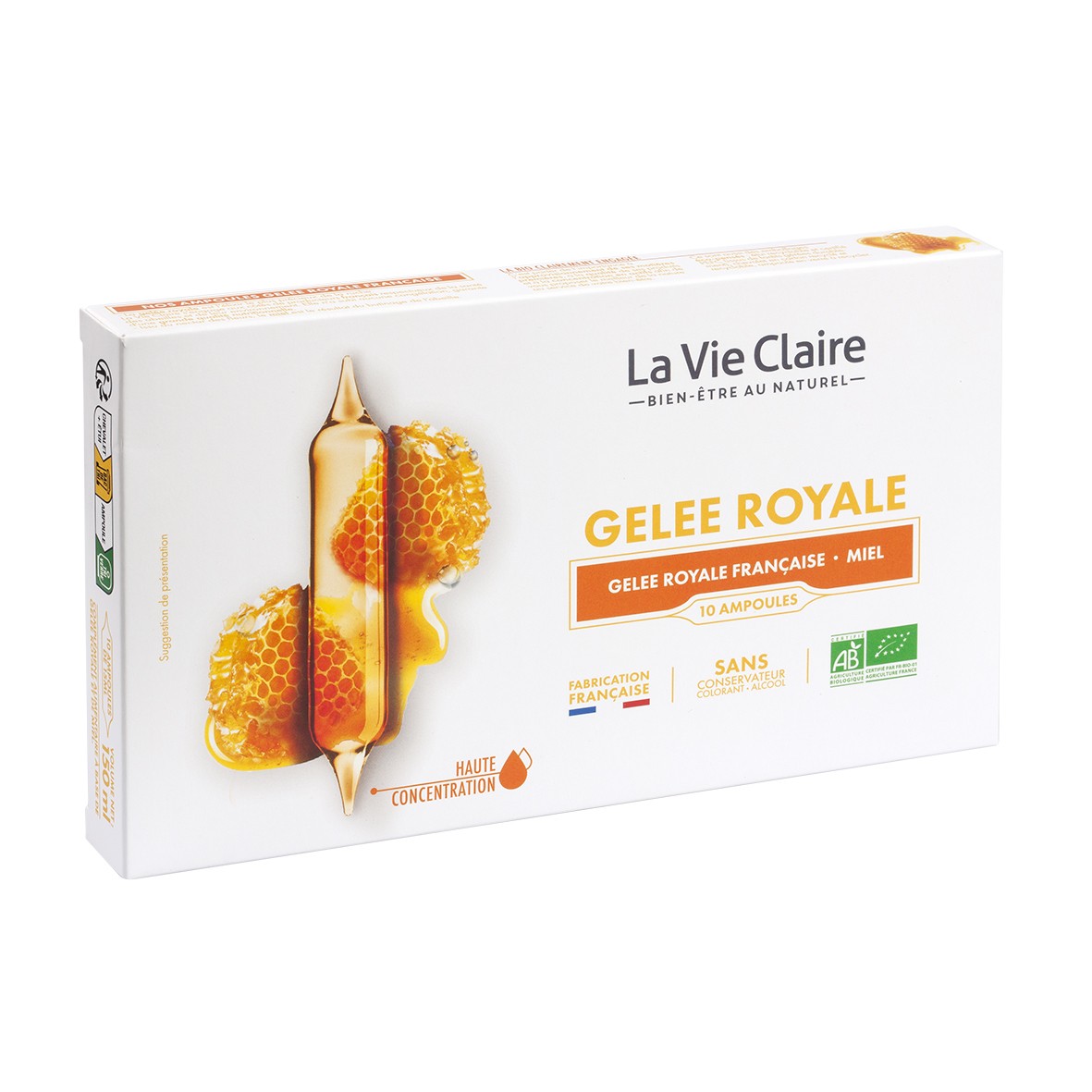 French royal jelly 10 organic phials - immune system - La Vie Claire