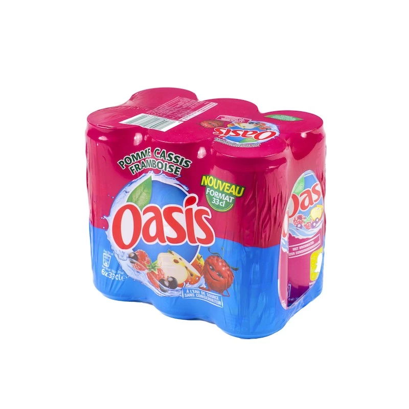 Oasis Pomme-Cassis-Framboise en canettes 6*33cl
